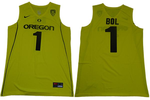 Men Oregon Ducks 1 Bol Yellow Nike NCAA Jerseys